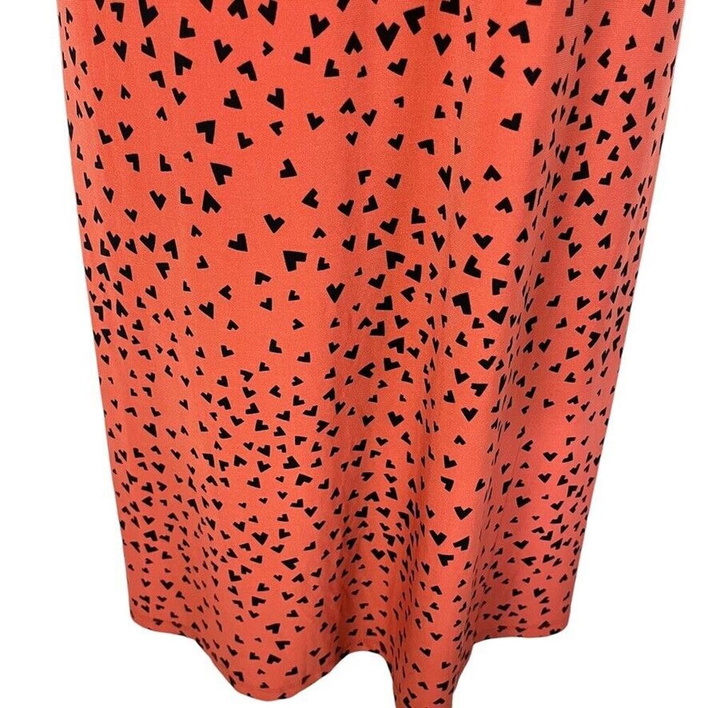 Anne Klein Womens Orange Black Stretch Jersey Knit Sleeveless V-Neck Dress sz L - Picture 7 of 16